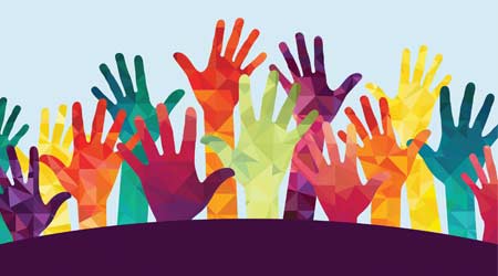 colorful hands raised in response to annual reader survey