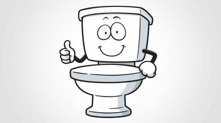 Cartoon toilet giving the thumbs up
