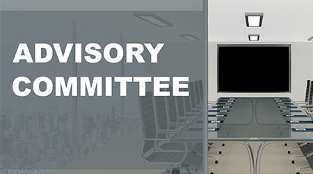 ADVISORY COMMITTEE" title on a glass compartment with conference room in the background