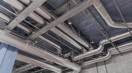 3D rendered illustration of HVAC system and pipes