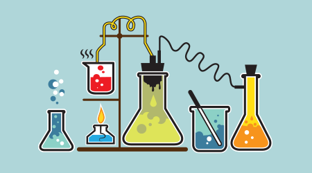 chemical experiment, hand mixed chemicals