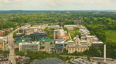 Bird's eye view of Carnegie Mellon University campus