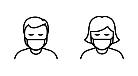 Vector image of a man and woman wearing a face mask