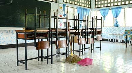 Class cleaning with broom